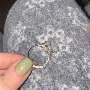 Aventurine and rose quartz size 8 ring